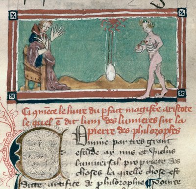Aristoteles (MÖ 384-322) ve okült metinlerden oluşan bir koleksiyondan Felsefe Taşı by French School