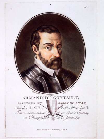 Armand de Gontaut, 1787-92'de yayınlanan Büyük Adamların, Ünlü Kadınların ve Fransa'nın Unutulmaz Konularının Portreleri'nden by French School