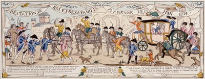 22 Haziran 1791'de Varennes'de kral ve ailesinin tutuklanması by French School