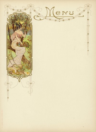 Bir menü için Art Nouveau tasarımı by French School