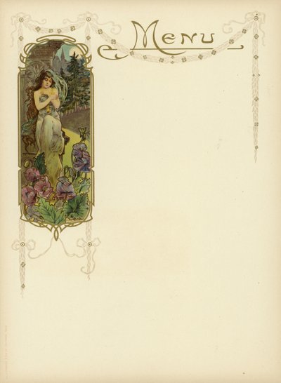 Bir menü için Art Nouveau tasarımı by French School