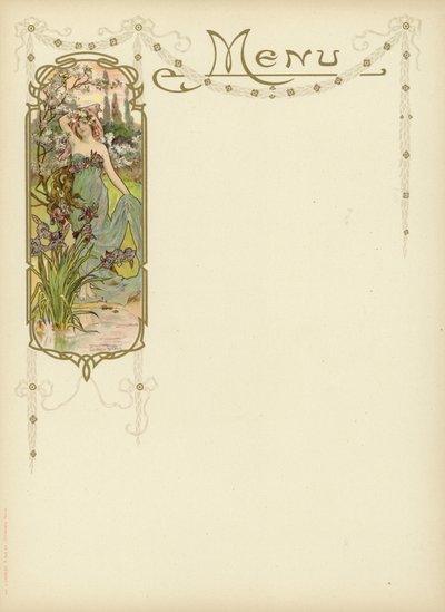 Bir menü için Art Nouveau tasarımı by French School