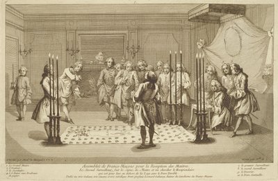 Hür Masonların Üstadın İnisiyasyonundan Önce Meclisi, Din ve Gelenek Törenlerinden C.1733 by French School
