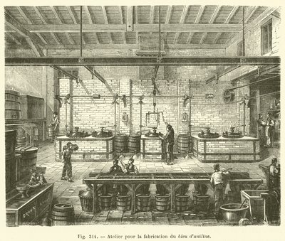 Anilin mavisi üretimi için atölye (gravür) by French School