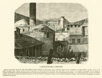 Augusteum, Augustus Tapınağı ve Roma, Ankara, Türkiye (gravür) by French School