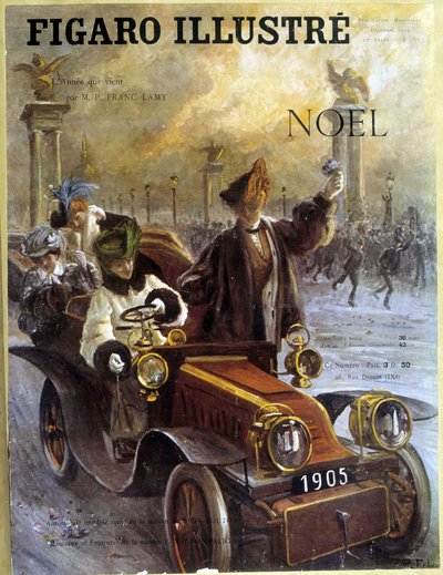 Otomobil Dion-Bouton 1905 ve montlar ve kürkler Grunwaldt - “” Le Figaro Illustré”de, Aralık 1904 by French School