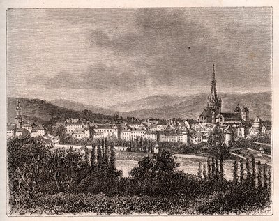 Autun - Saone-et-Loire departmanı - V.A. Malt-Brown tarafından “La France illustrée: coğrafya, tarih, istatistiksel yönetim” de gravür. 1884 by French School