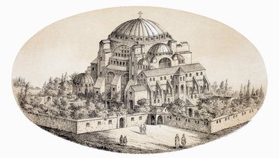 Aya Sofya Camii veya Ayasofya Bazilikası, İstanbul, Türkiye, 19. yüzyılın ortalarından sonra, L