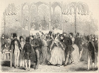 Bal Mabille (dans ve eğlence kurumu, avenue Montaigne, Paris) Edmond Texier tarafından “Tableau-de-Paris”te gravür 1852 by French School
