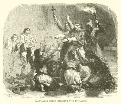 Balthazar calvo midillileri kutsuyor (gravür) by French School