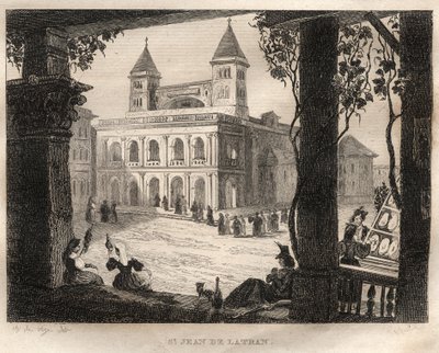 San Giovanni Laterano Bazilikası, Roma - Lateranlı Aziz John - “” Pitoresk İtalya”dan Gravür - İtalya