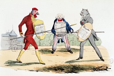 Tekil savaş (“” La Gazette”, “” Le Moniteur” ve “” Daily” gazeteleri arasındaki düello) - “” La Silhouette””de by French School