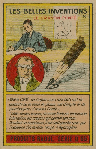Güzel icatlar kartı, Conte pastel boya by French School