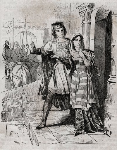 Bertrade of Montfort (1070-1117) Fransa Kraliçesi ile Fransa Kralı I. Philip - - Anquetil'in “Histoire de France”da. 19. yüzyıl. by French School