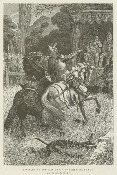 Bertrand du Guesclin düke teşekkür etmeye geldi by French School