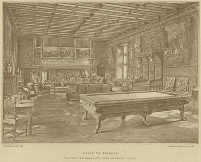 Bilardo salonu, Chateau de Meillant, Bourges, Fransa yakınlarında by French School