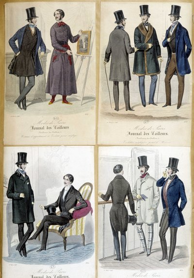 1848 tarihli “Journal des terziler”den erkek modasını gösteren panolar. by French School