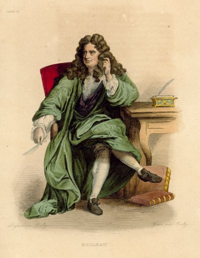 Boileau (renkli gravür) by French School
