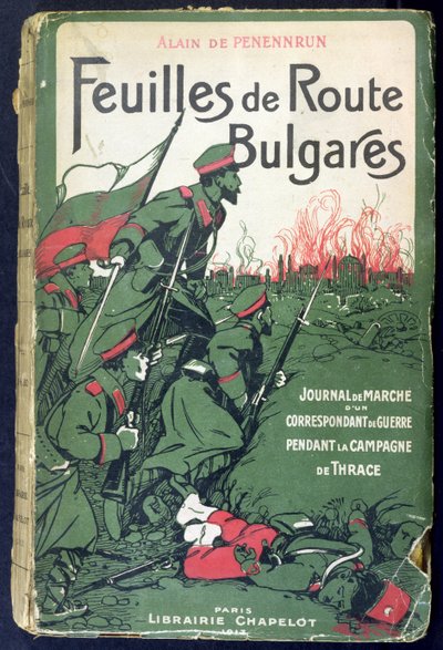 1912-13, 1913 Balkan savaşları sırasında bir savaş muhabirleri dergisinin kitap kapağı by French School