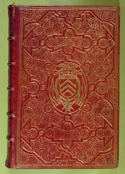 Armand-Jean du Plessis, Kardinal Richelieu (1585-1642) arması ile kitap kapağı (kırmızı deri ve altın) by French School