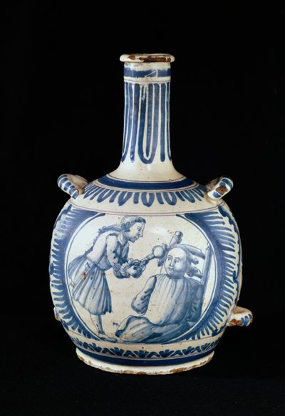 Diş hekimini tasvir eden şişe (seramik) by French School