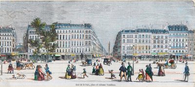 Boulevard des Capucines (Güney Sahili) - Rue de la Paix, yer ve Vendome sütunu - Edmond Texier tarafından “Tableau-de-Paris”te gravür 1852 by French School