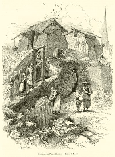 Briqueterie au Perrey, Havre (gravür) by French School