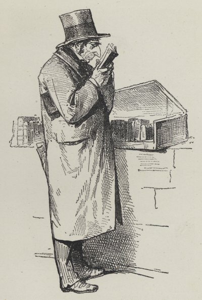 Kitap tezgahına göz atma (gravür) by French School