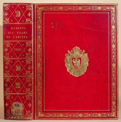 Napolyon Bonapart (1769-1821) 1810 (kırmızı Fas derisi ve altın) arması ile bağlı Fransız İmparatorluğu