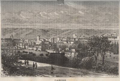 Cahors - Lot - Midi-Pyrenees - V.A. Malt-Brown tarafından “La France illustrée: coğrafya, tarih, istatistiksel yönetim” de gravür. 1884 by French School