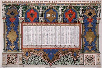 1846, c.1845 için takvim (renkli taş) by French School