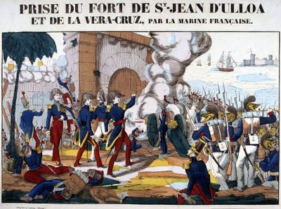 Kasım 1838'de Meksika'da Ulloa'lı Aziz John Kalesi ve La Vera Cruz'un ele geçirilmesi. Epinal'in resmi by French School