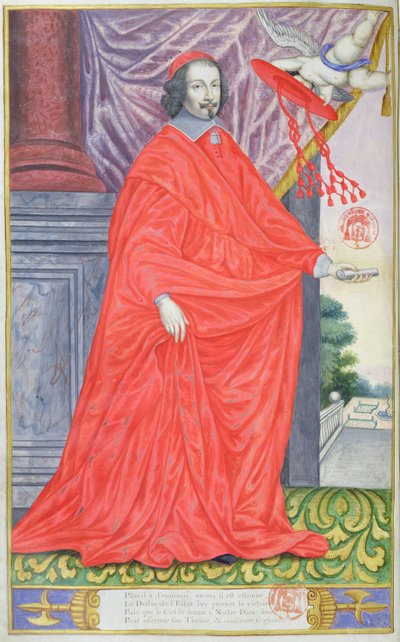 Kardinal Mazarin, Puget de la Serre tarafından Les Panegyriques des Hommes Illustres de Notre Siecle'den bir çizim, 1655 by French School