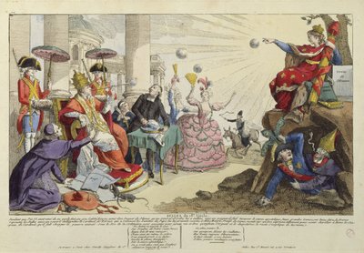 18. Yüzyılın Papalık Boğaları Karikatürü (renkli gravür) (ayrıca bkz. 127599) by French School