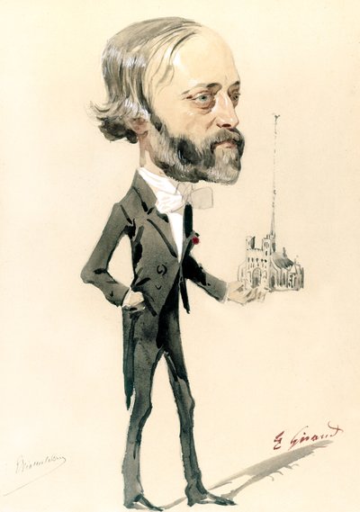 Mimarın karikatürü, Eugène Emmanuel Viollet-le-Duc (renkli taş) by French School