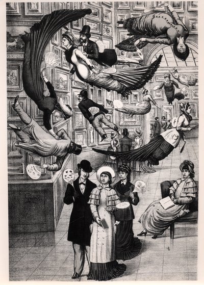 1880 Paris Salon ziyaretçilerinin karikatürü by French School