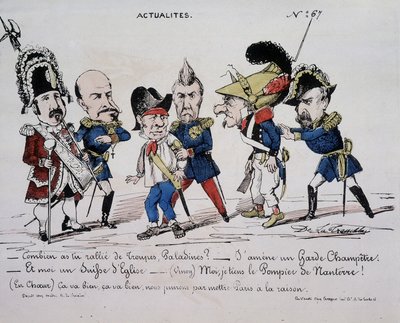 Komün hakkında karikatür “” Haberleri - Kaç birlik topladın Paladine? - Ülke muhafızı getiriyorum. Ve ben bir İsviçre kilisesiyim. - (Vinoy) Nanterre İtfaiyecisini tutuyorum - (Kalpte) Sorun değil, sorun değil, sonunda Paris