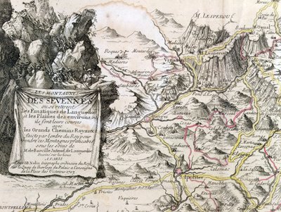 Cevennes bölgesinin haritasından kartuş, 1703 by French School