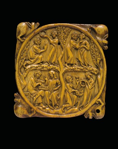 Oymalı aynalı kasa kapağı, Paris, c.1310-20 by French School