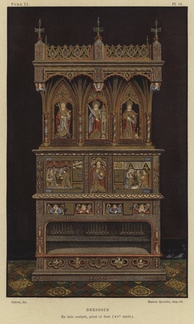 Oymalı, boyalı ve yaldızlı ahşap şifonyer, 15. Yüzyıl by French School