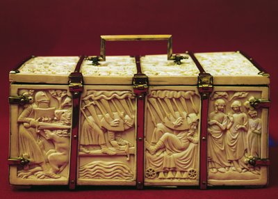 Romantizm edebiyatından sahneler içeren tabut, 1330