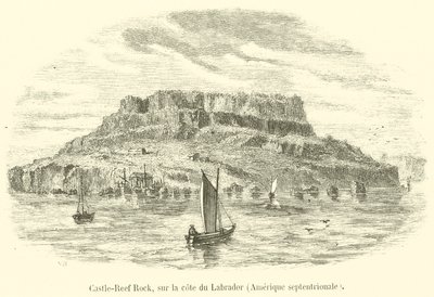 Castle-Reef Rock, Labrador, Kuzey Amerika kıyısında (gravür) by French School