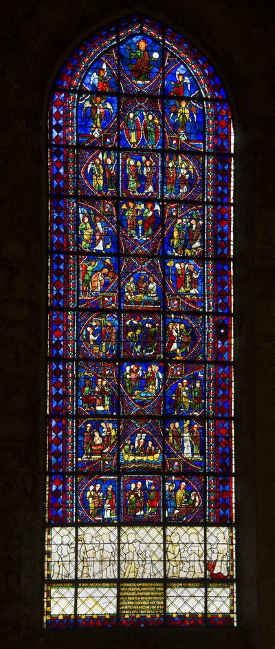 Chartres Katedrali, vitray: apollinary azizin hayatı ve meleklerin korosu by French School