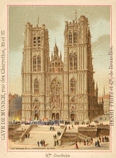 St Michael ve St Gudula Katedrali, Brüksel (chromolitho) by French School