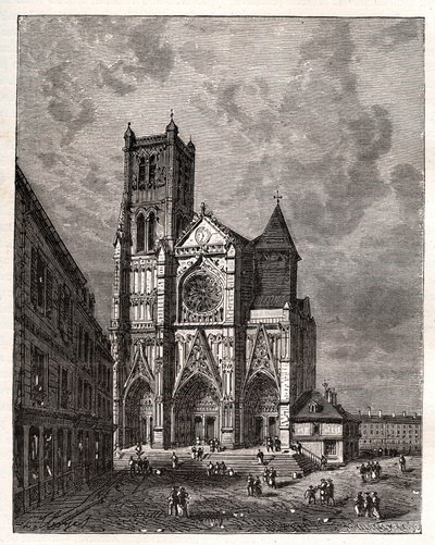 Cathedrale Saint-Etienne de Meaux - Seine-et-Marne - V.A. Malt-Brown tarafından “La France illustrée: coğrafya, tarih, istatistiksel yönetim” de gravür. 1884 by French School