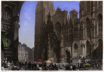 Rouen Katedrali. (gravür, yaklaşık 1850) by French School