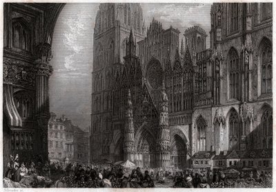 Rouen Katedrali. (gravür, yaklaşık 1850) by French School