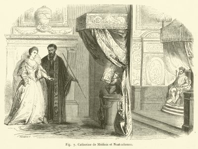 Catherine de Medici ve Nostradamus (gravür) by French School