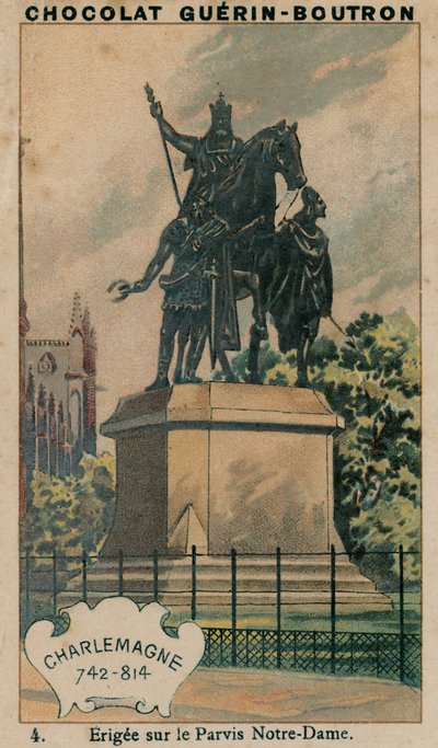 Charlemagne, 742-814, Erigee, Parvis Notre-Dame üzerinde by French School