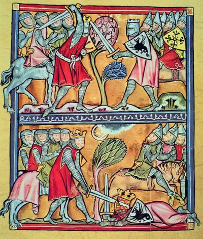 Charlemagne ve şövalyeleri Sarazenlere karşı savaşta, 